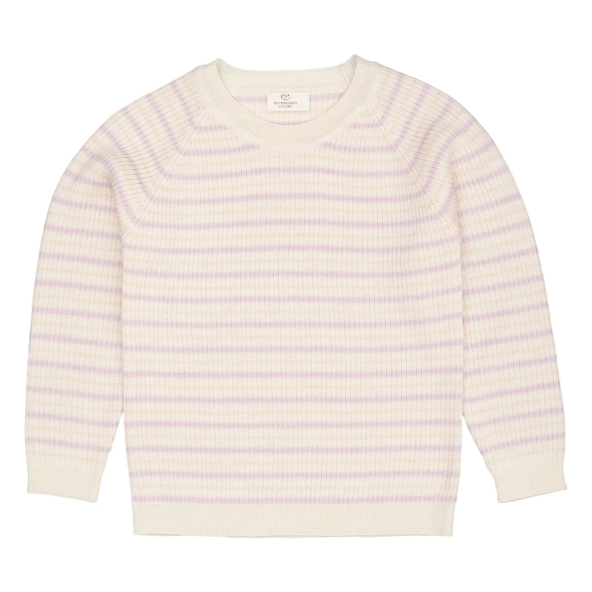 Copenhagen Colors - Striped Ribbed Merino Wool Sweater | Lilac
