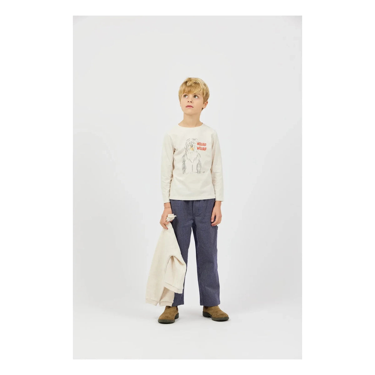 Arsène et Les Pipelettes - "Wouaf Wouaf" Organic Cotton T-Shirt | Melange Beige