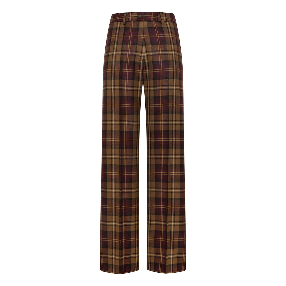 Momoni - Milton Pure Wool Check Trousers | Burgundy