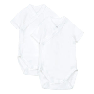 Petit Bateau - Plain Organic Cotton Baby Bodysuits - Set of 2 | White