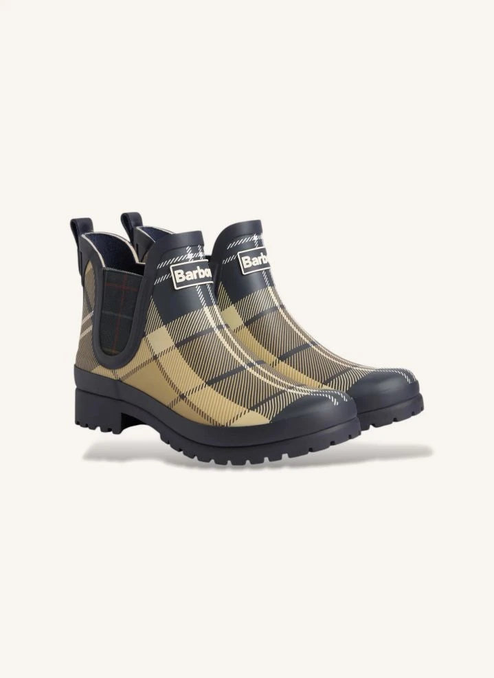 Barbour - Mallow Check Chelsea Rain Boots | Khaki