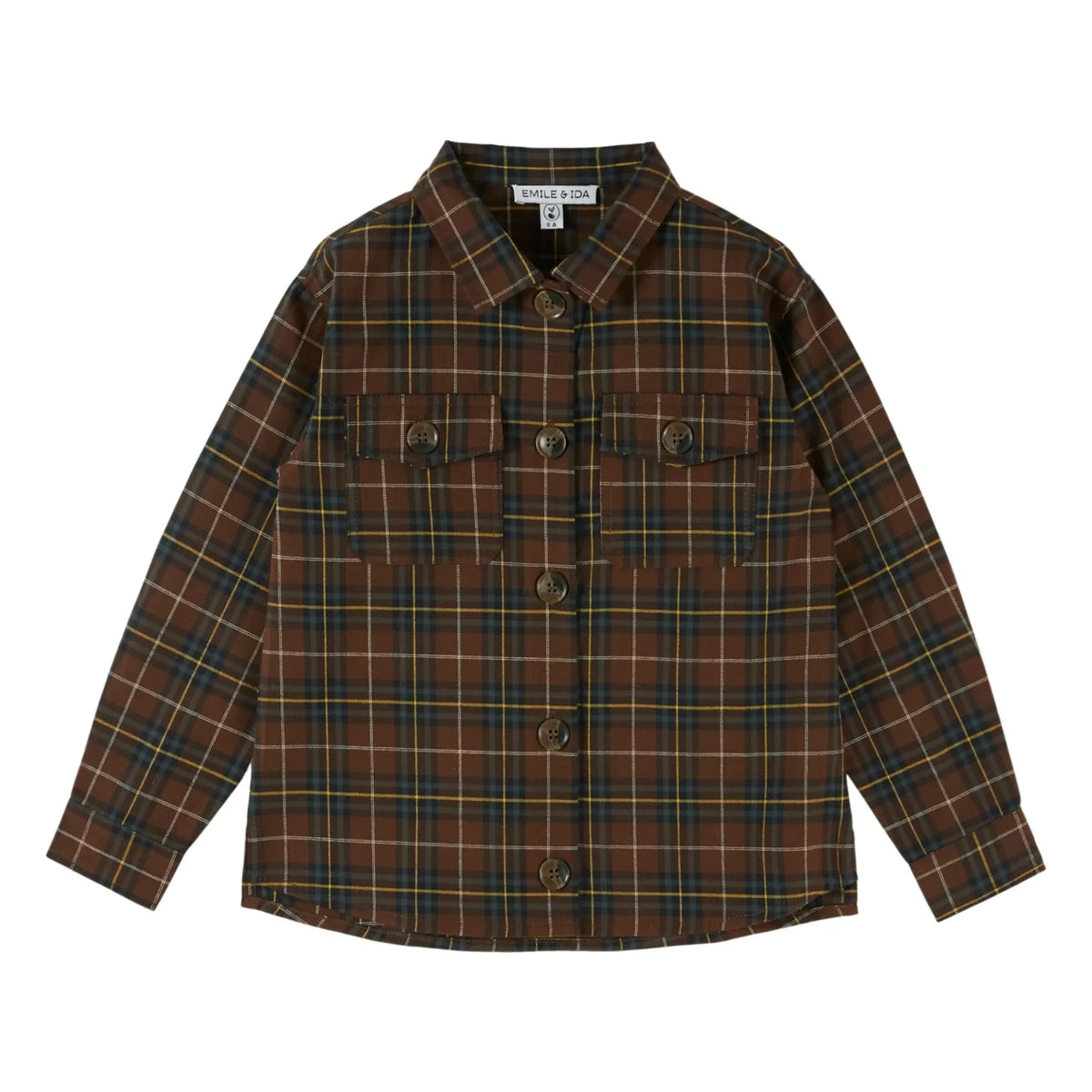 Emile et Ida - Organic Cotton Flannel Check Shirt | Brown