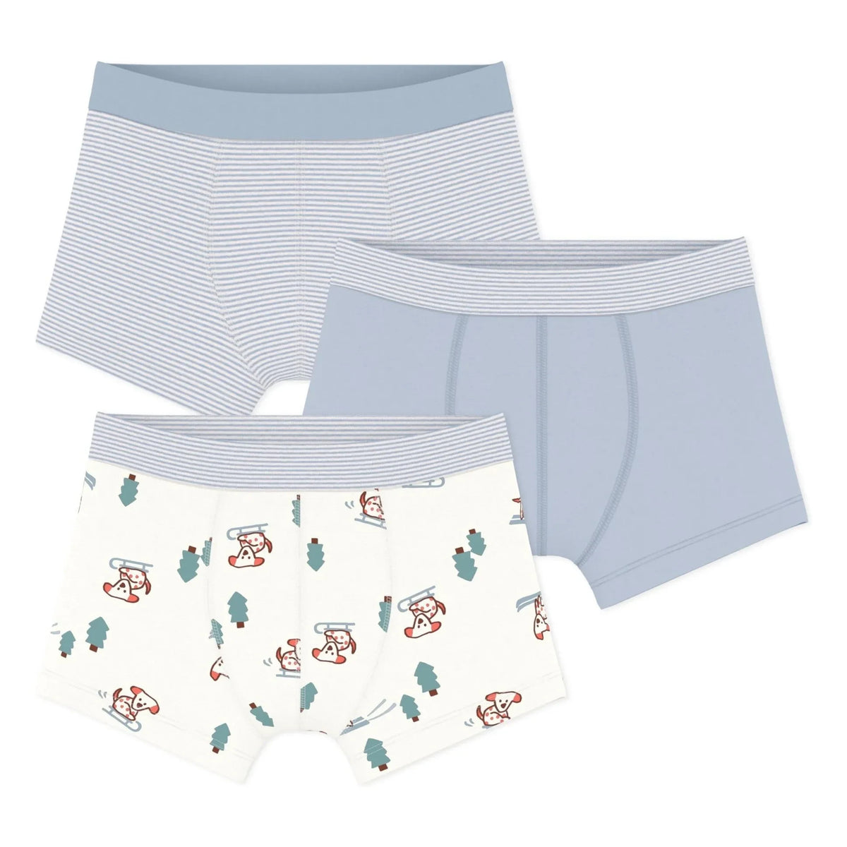 Petit Bateau - 3-Piece Organic Cotton Dog Boxer Set | Blue