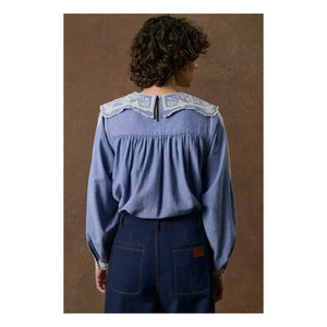 Louise Misha - Anastasy Organic Cotton Blouse | Blue