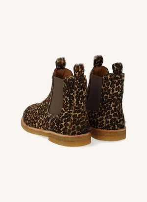 Angulus - Leopard-Print Pony Fur Chelsea Boots | Brown