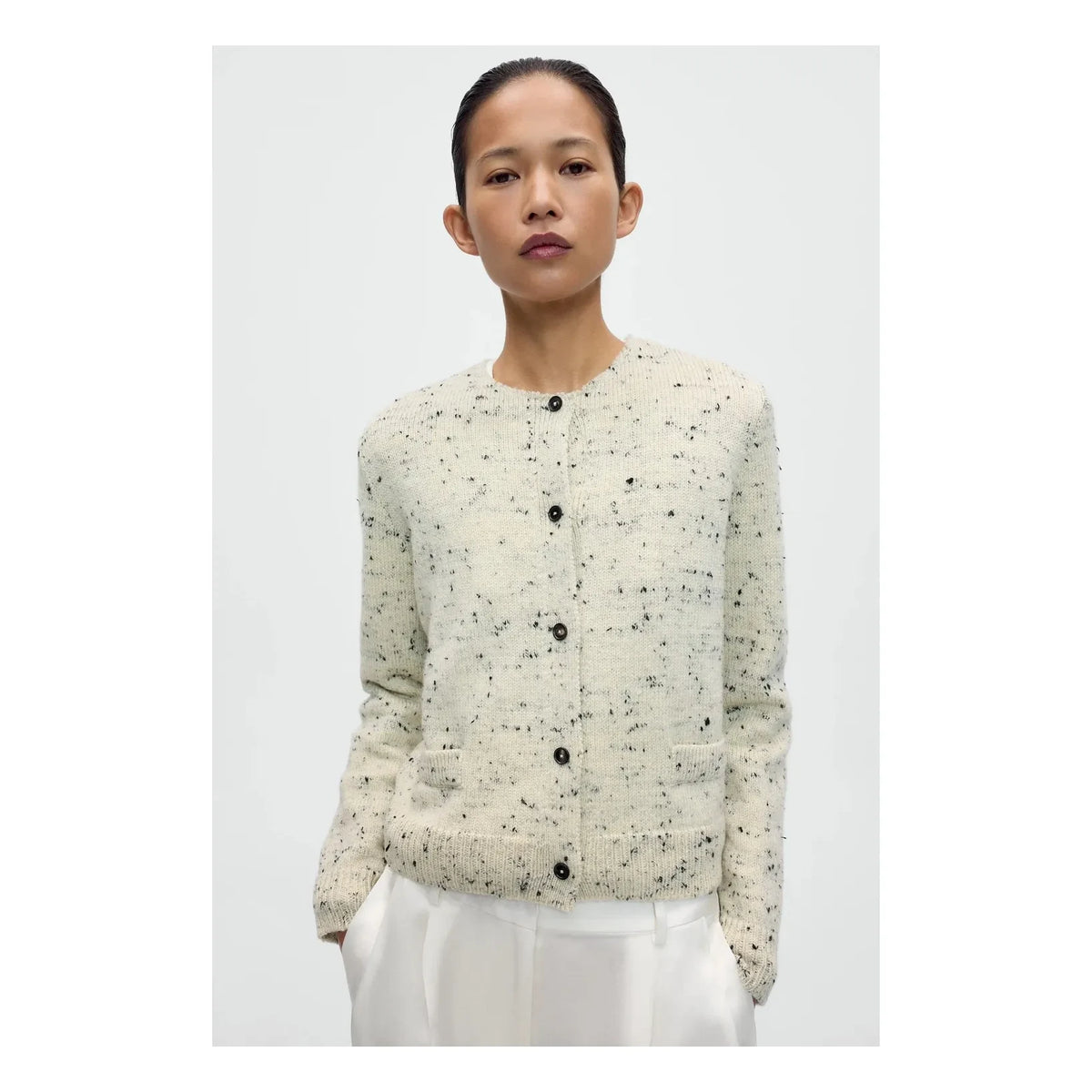 Cordera - Spotted Merino Wool Cardigan | Off-White