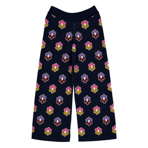 Hello Simone - Mathilda Floral Pattern Knit Pants | Navy