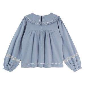 Emile et Ida - Elena Embroidered Blouse | Blue