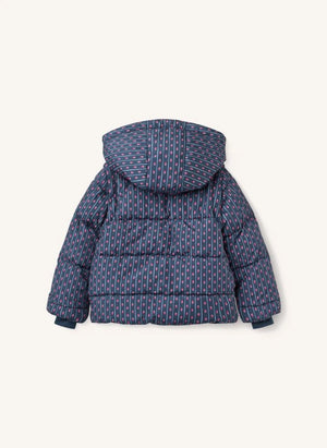 Copenhagen Colors - 2-in-1 Down Jacket with Removable Sleeves, Floral Pattern | Navy