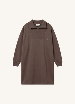 Cos I Said So - Organic Cotton Zip Polo Dress | Dark Brown