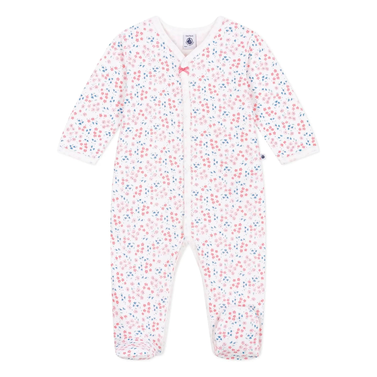 Petit Bateau - Floral Fleece Sleep Suit | White