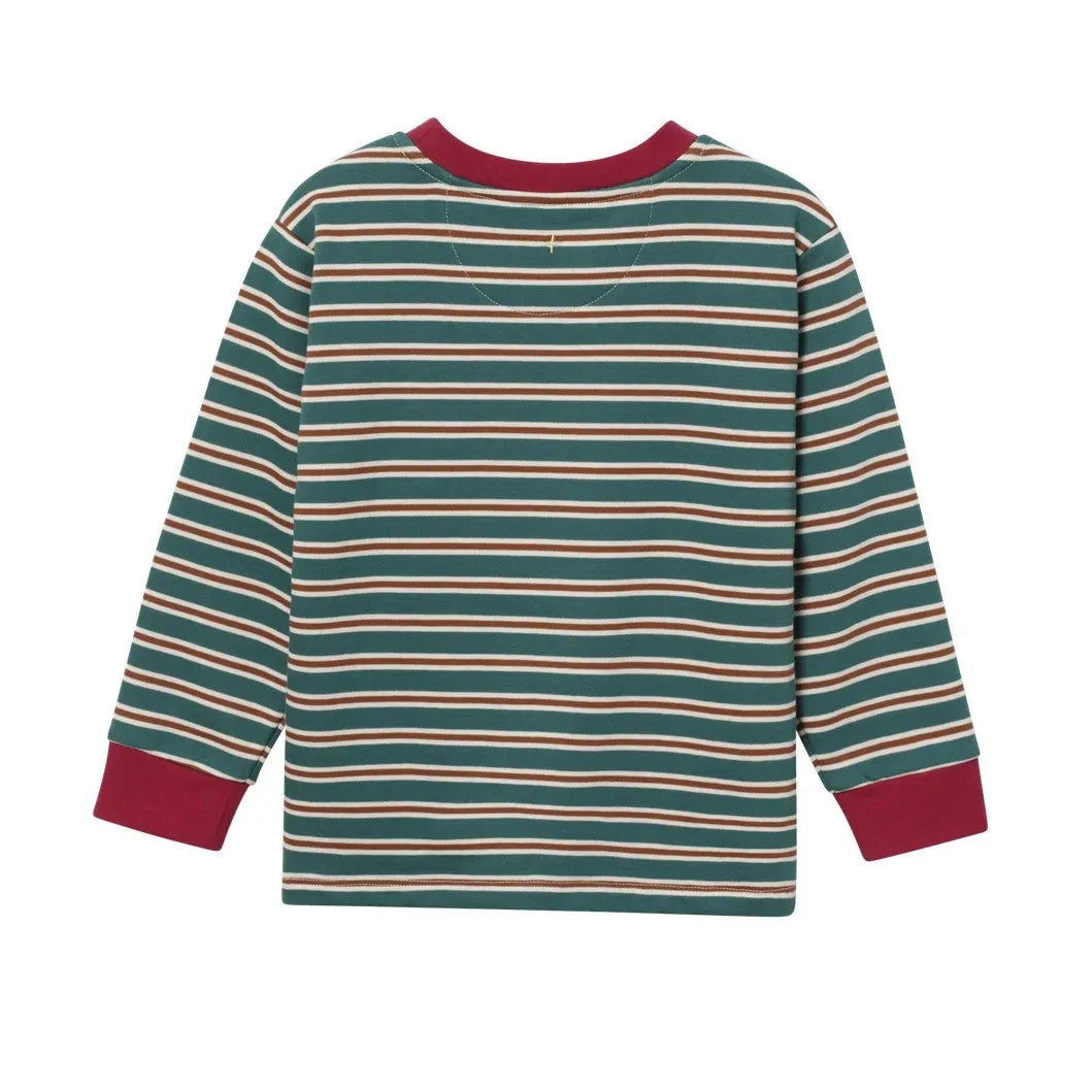 Goldie + Ace - Striped T-Shirt | Forest Green