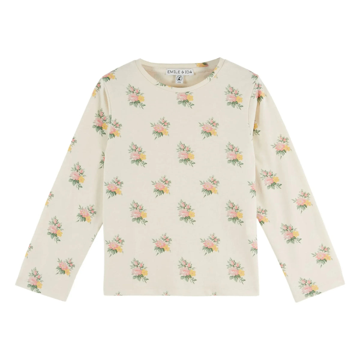 Emile et Ida - Organic Cotton Floral Print T-Shirt | Ecru