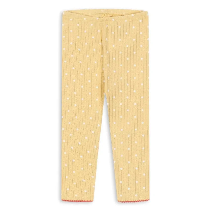 Konges Sløjd - Minnie Polka Dot Pointelle Tights, Organic Cotton | Yellow