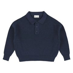 Morley - Zietse Knitted Polo Shirt | Denim Blue