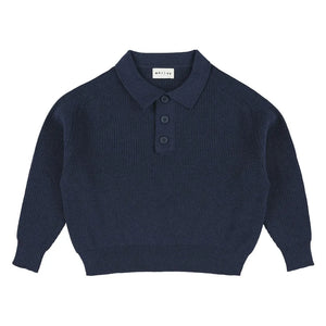 Morley - Zietse Knitted Polo Shirt | Denim Blue