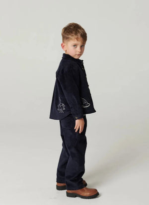 Copenhagen Colors - Organic Cotton Ribbed Corduroy Drawstring Pants | Navy