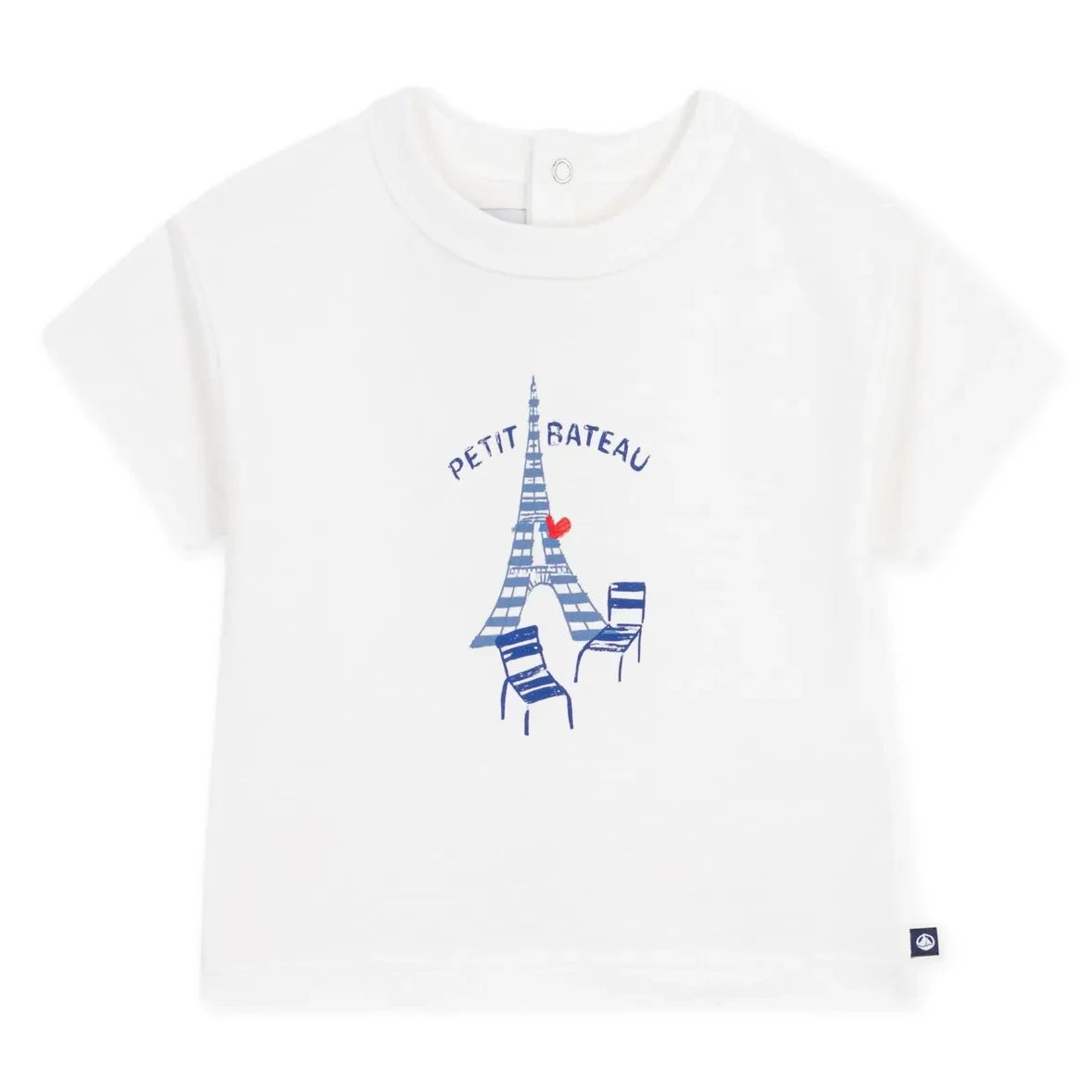 Petit Bateau - Eiffel Tower Organic Cotton Baby T-Shirt | White