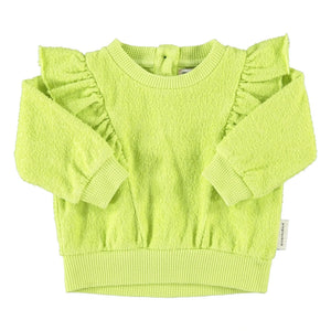 Piupiuchick - Fluorescent Yellow | Organic Cotton Terry Ruffled Sweatshirt