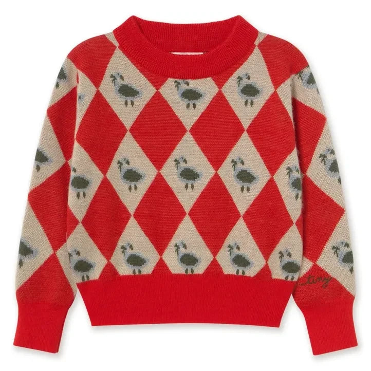 Tinycottons - Argyle Wool Sweater | Red