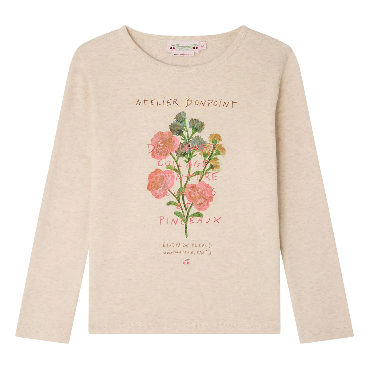 Bonpoint - Tidjiane Organic Cotton Flower Bouquet T-shirt | Grey Beige