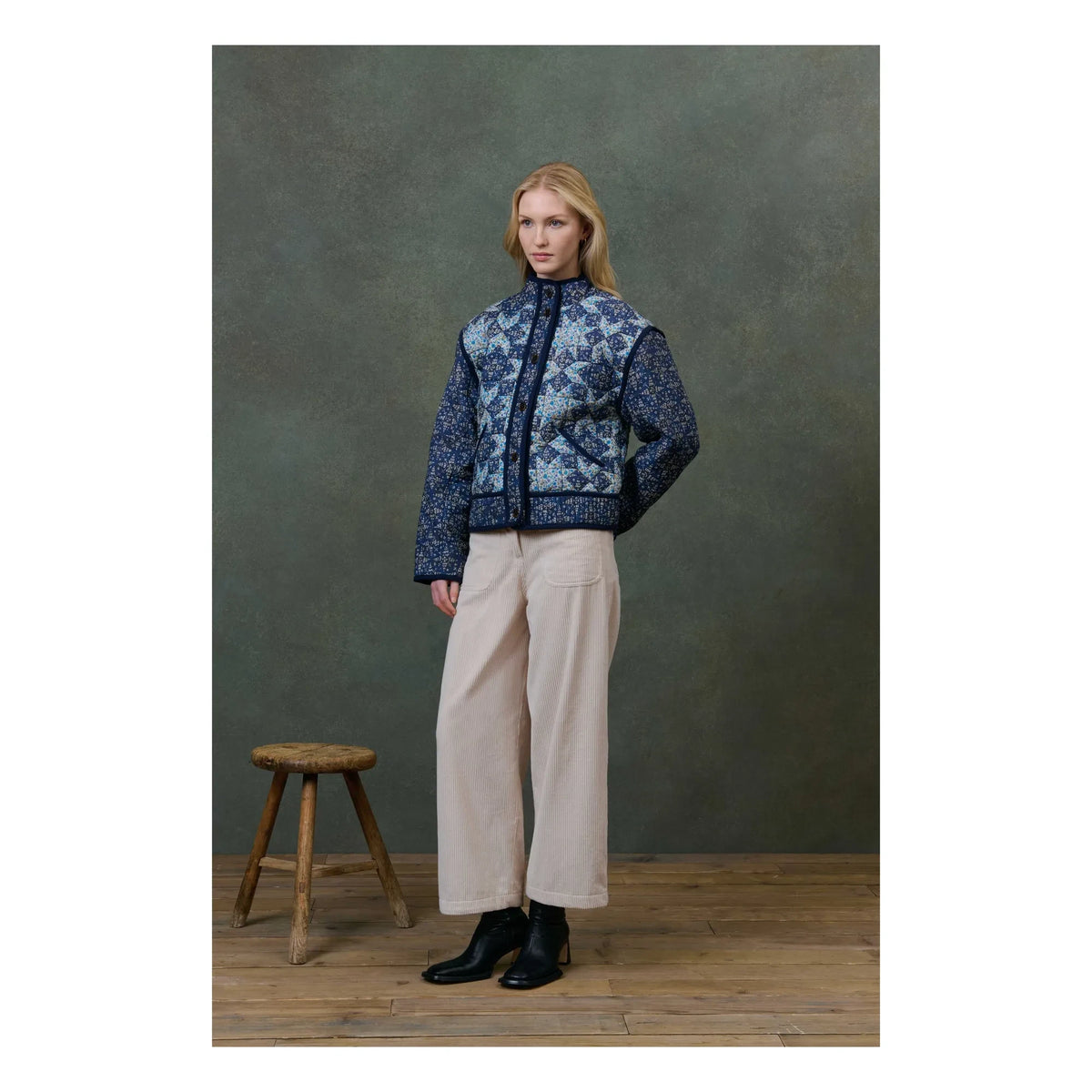 Louise Misha - Omotayo Midnight Star Patchwork Organic Cotton Jacket - Women's Collection | Blue