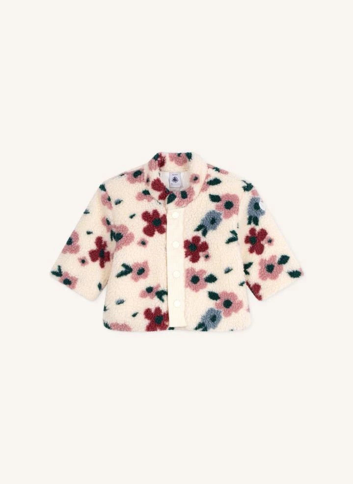 Petit Bateau - Floral Sherpa Baby Coat | Ecru