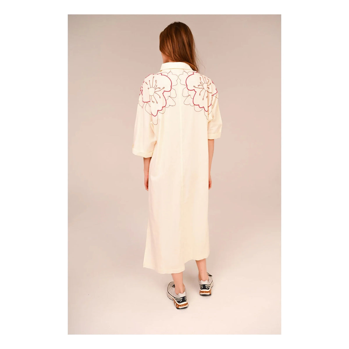Sacrécoeur - Lou Pivoine Embroidered Cotton Voile Dress | White