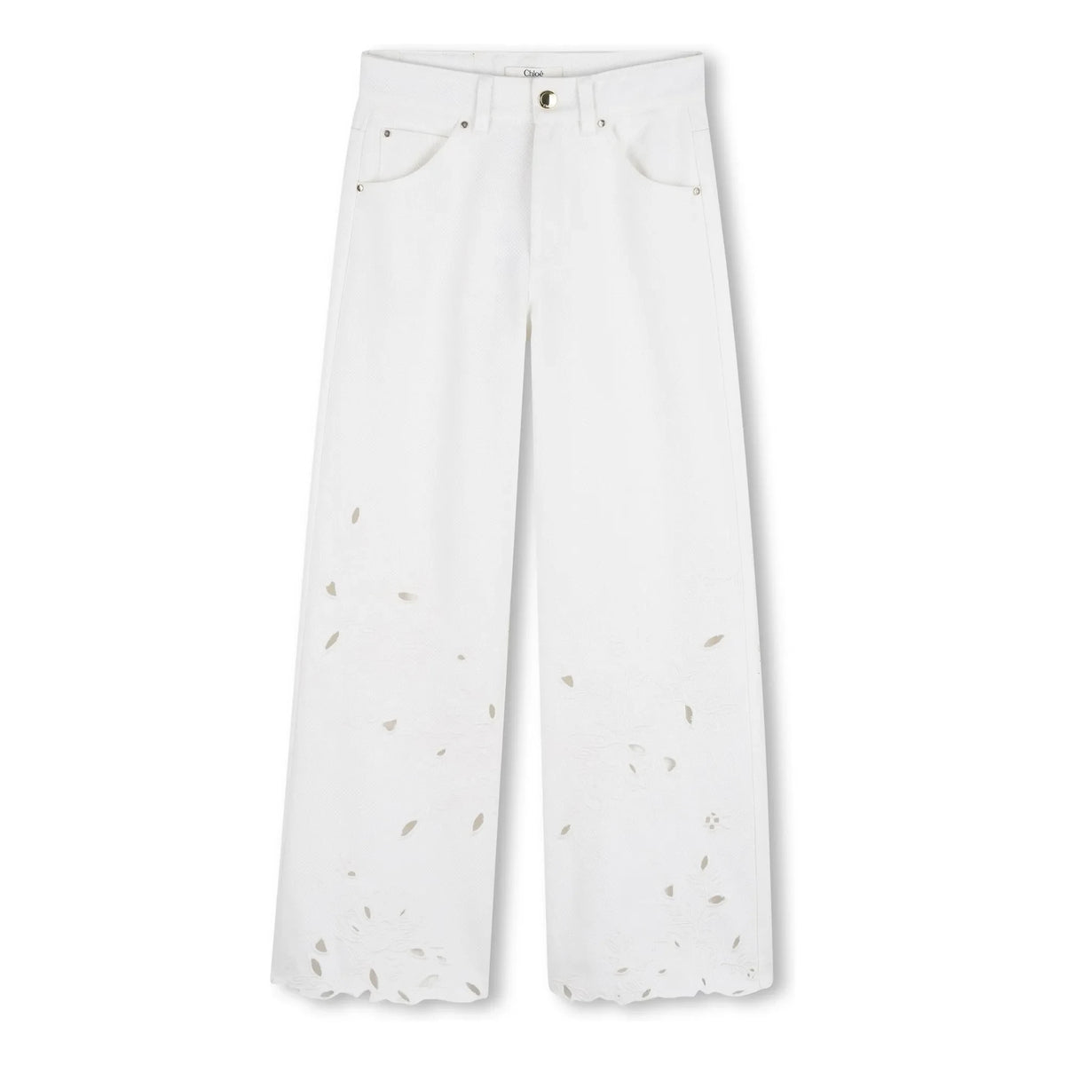Chloé - Organic cotton embroidered trousers | White