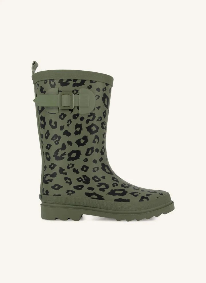 Bonton - Picker Hi Leopard Rain Boots | Khaki
