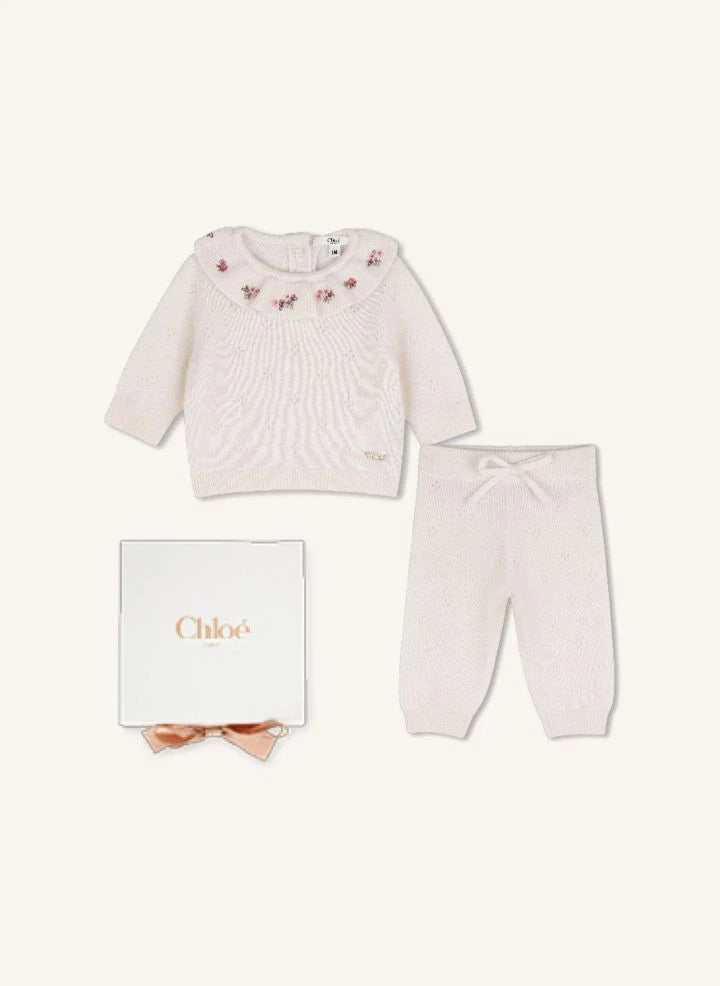 Chloé - Cashmere T-shirt and Trousers Set | Chalk