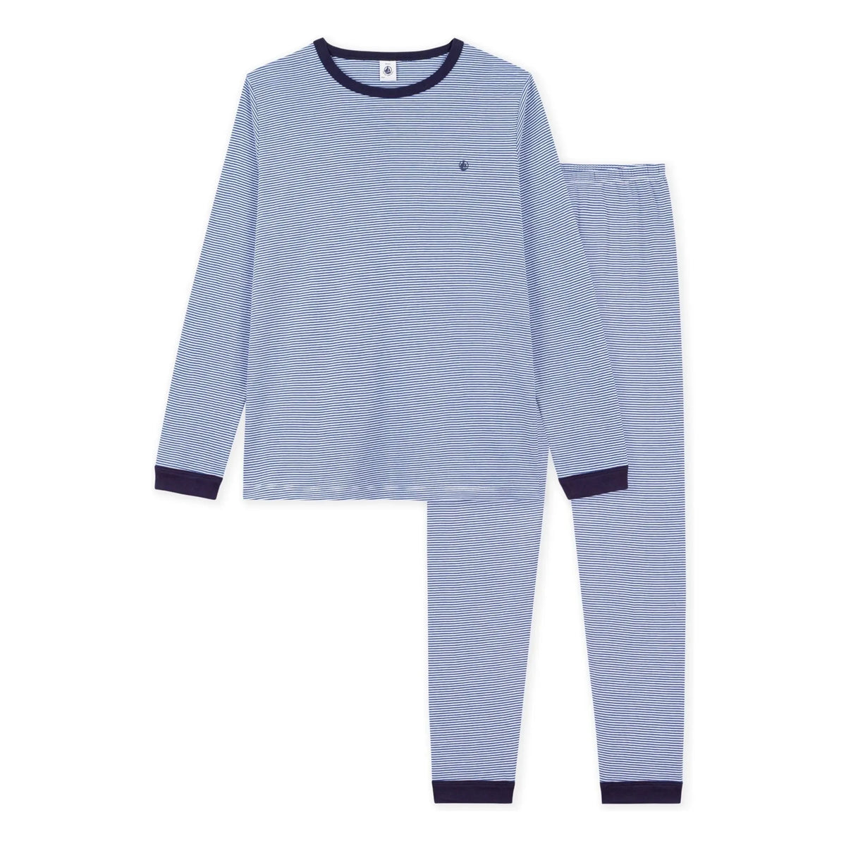 Petit Bateau - Organic cotton striped slim fit pajamas | Navy