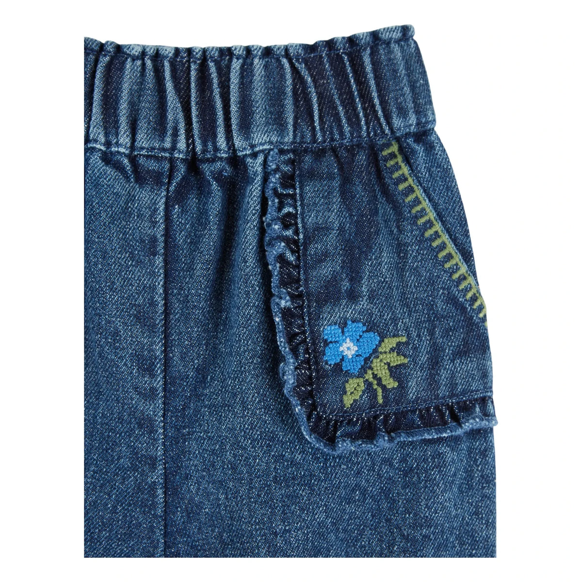 Emile et Ida - Embroidered Jean Sarouel | Dark Blue