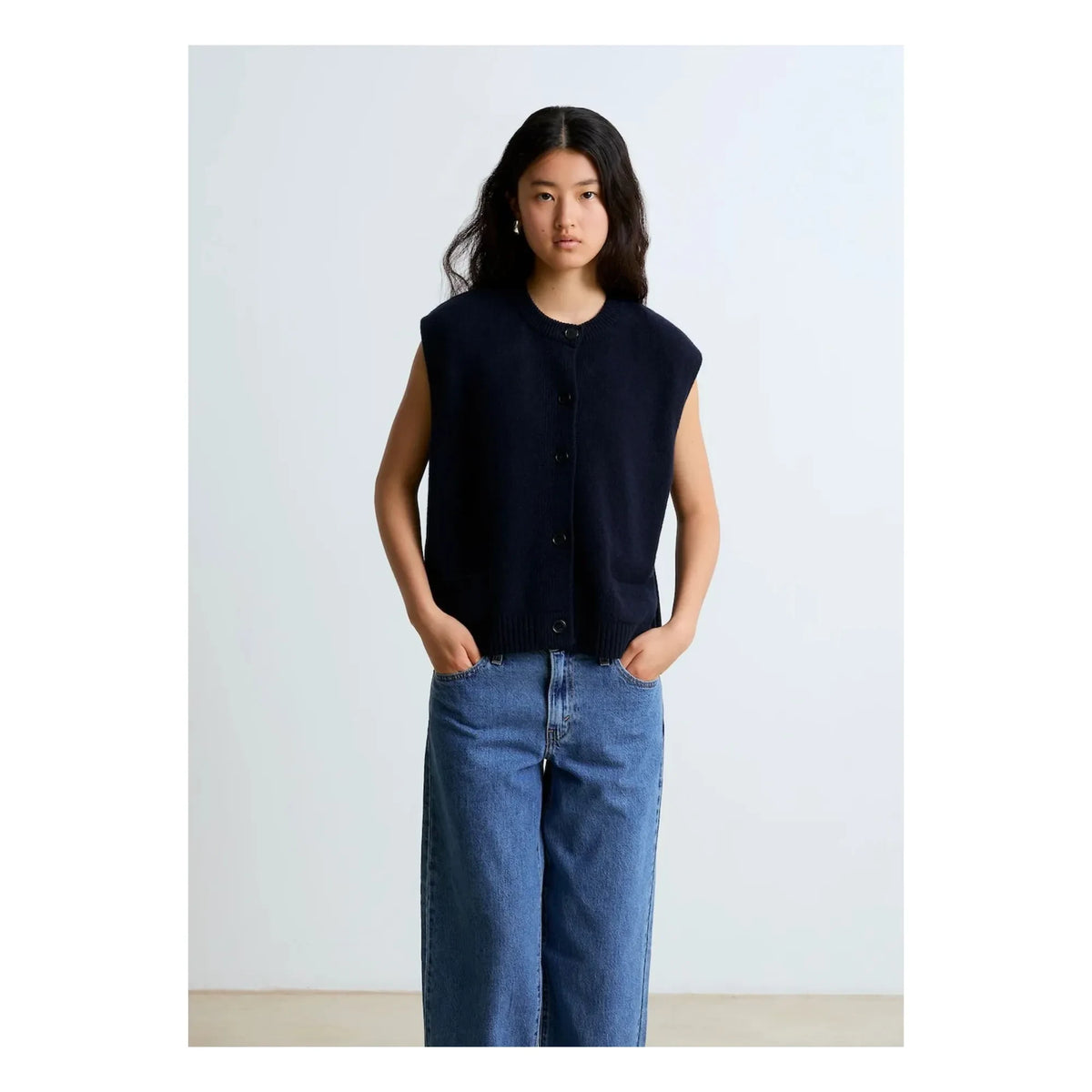 Surprise Paris - Margaux Sleeveless Merino Wool and Cashmere Vest | Navy