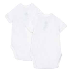 Petit Bateau - Plain Organic Cotton Baby Bodysuits - Set of 2 | White