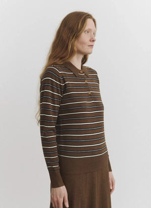 FUB - Long Sleeve Striped Polo T-Shirt