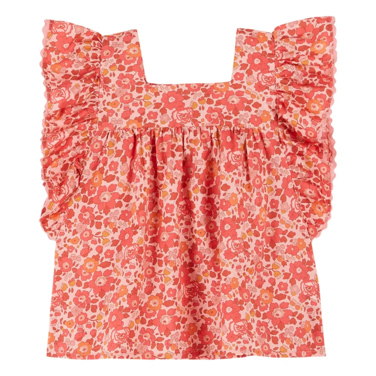 Emile et Ida - Liberty Ruffled Blouse | Coral