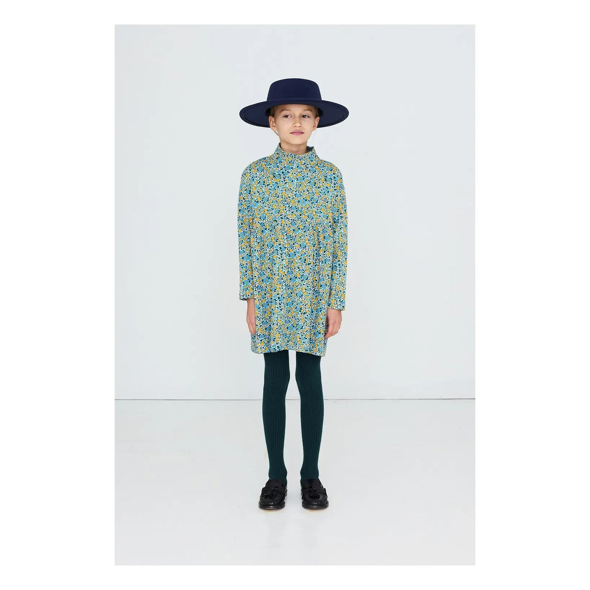 Tinycottons - Organic Cotton Corduroy Floral Dress | Blue