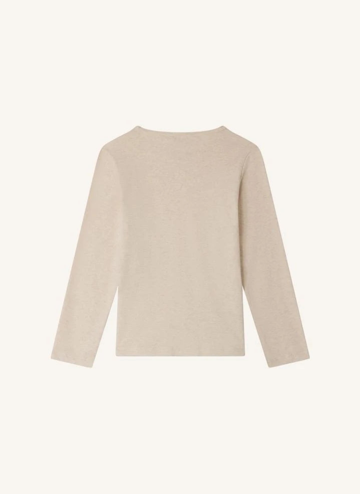 Bonpoint - Tidjiane Ribbed Organic Cotton T-shirt | Heather beige