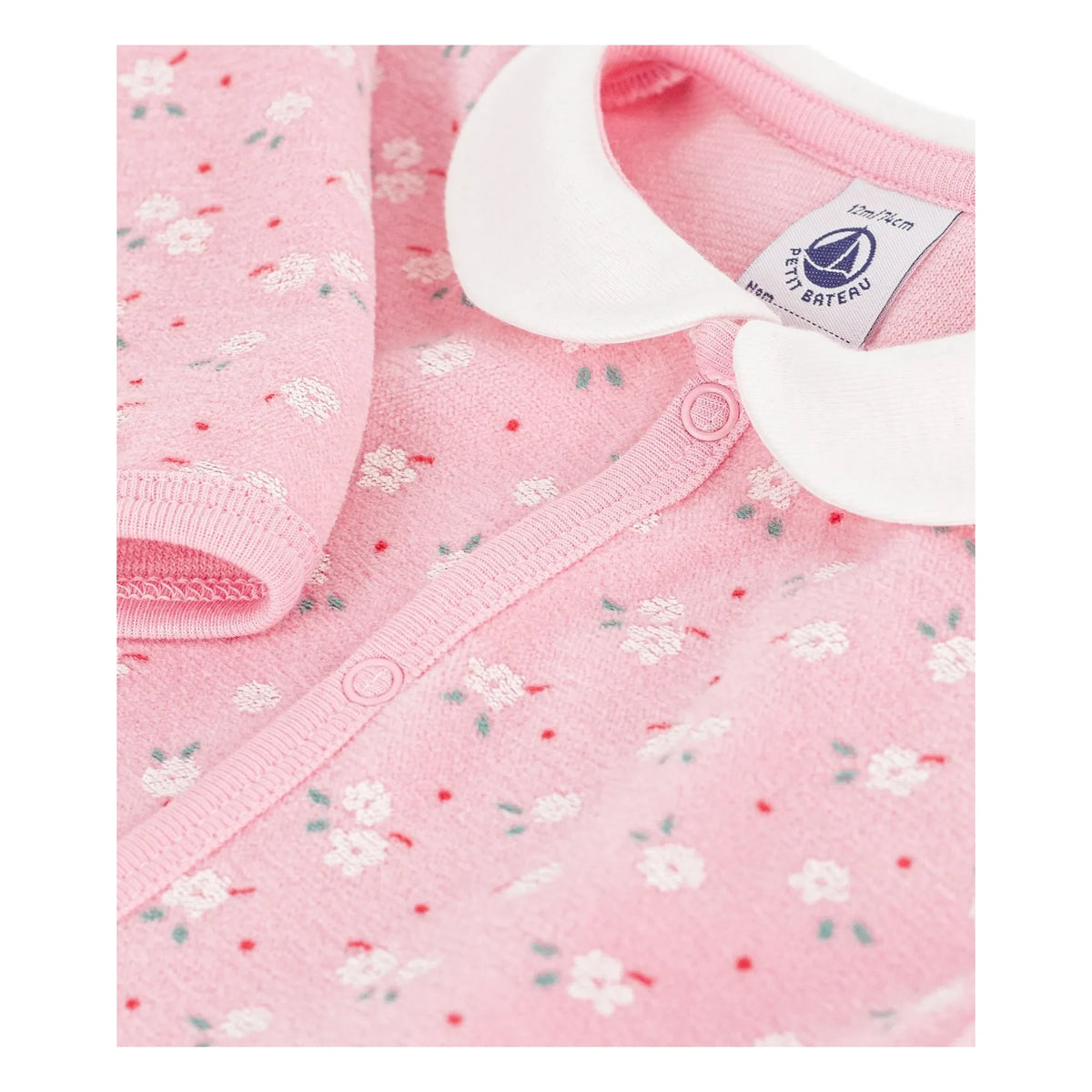 Petit Bateau - Floral Velvet Cotton Organic Long Pajama | Pink