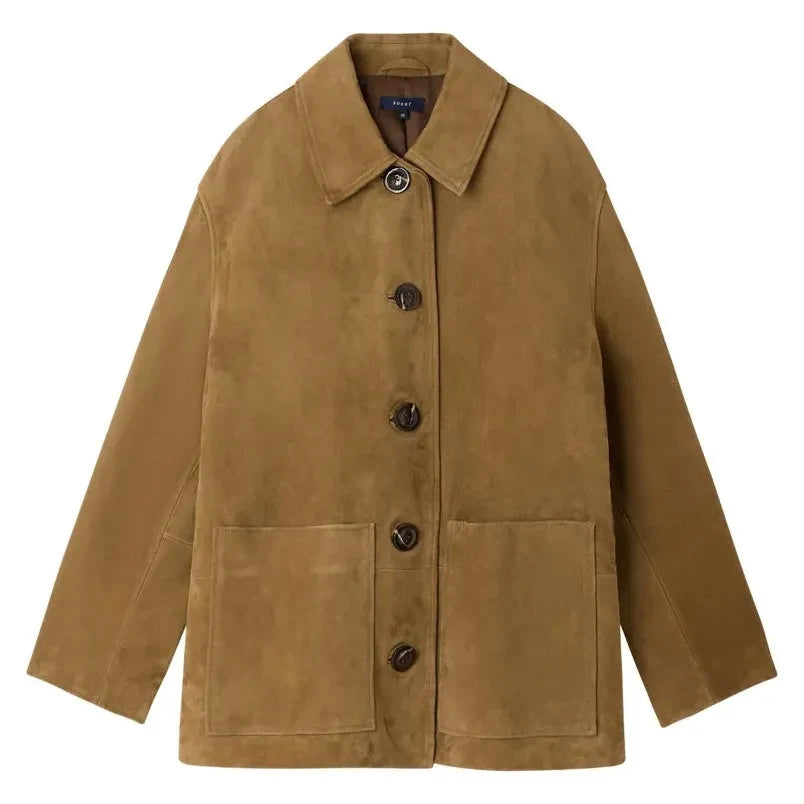 Soeur - Vincenzo Goat Leather Suede Jacket | Ebony