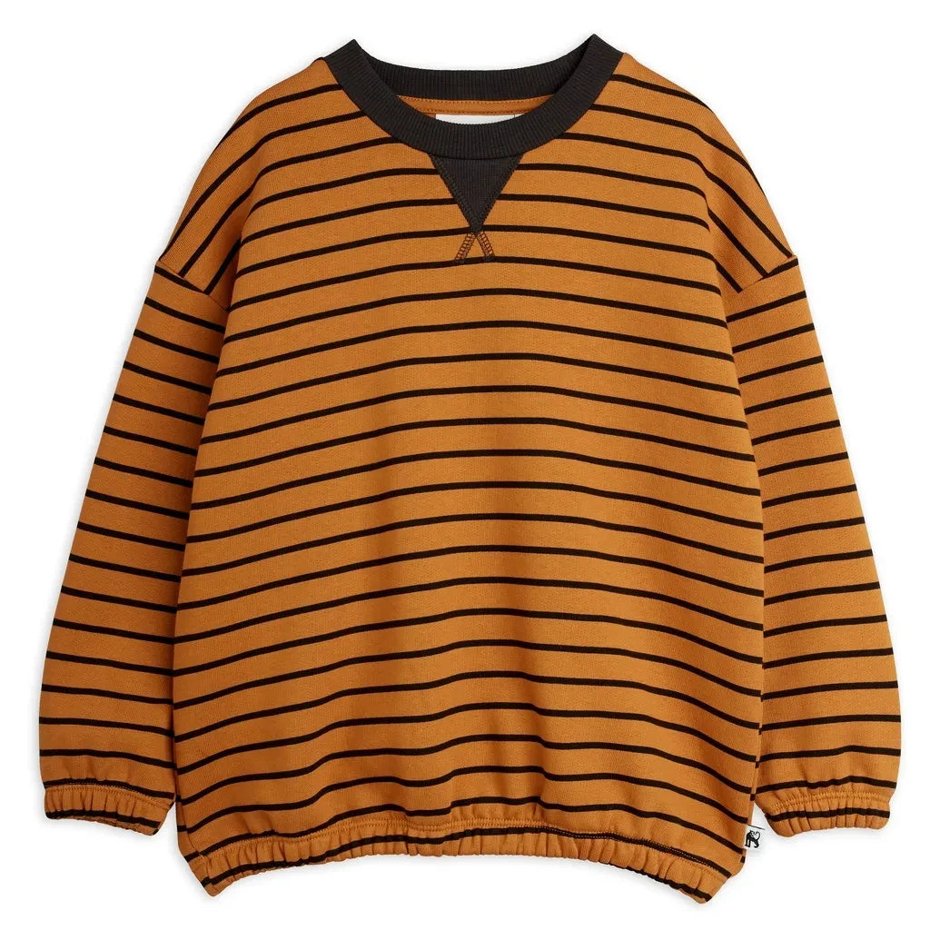 Mini Rodini - Organic cotton striped sweatshirt | Brown