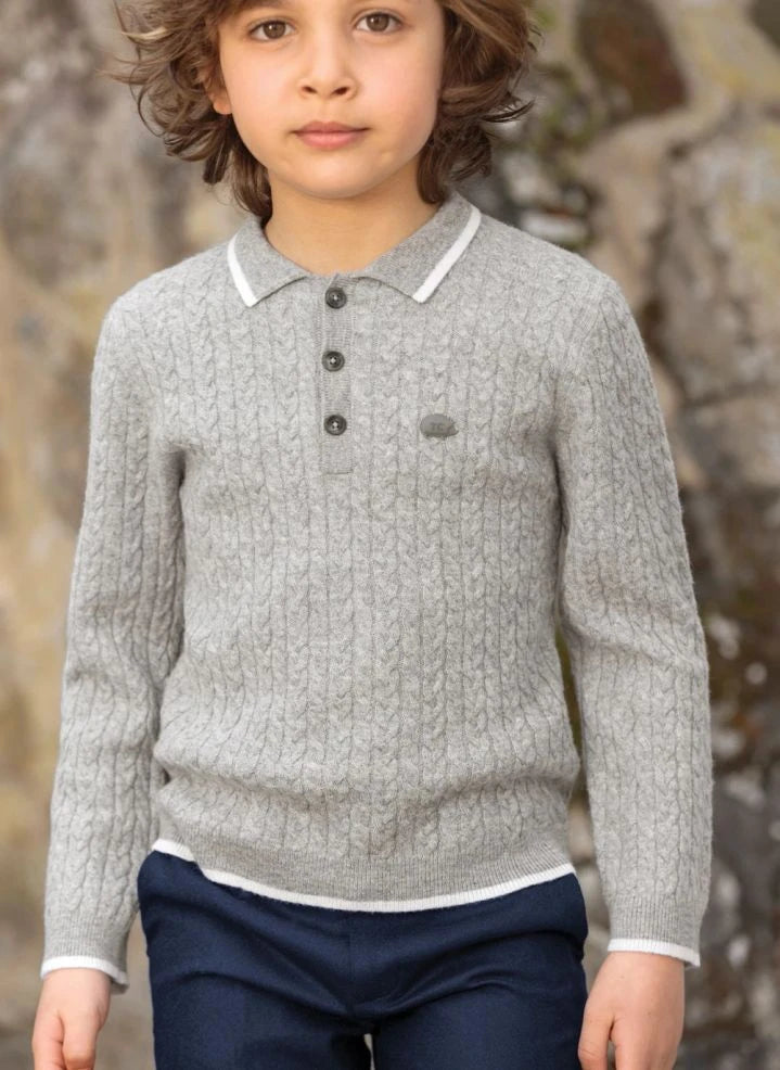 Tartine et Chocolat - Wool Turtleneck Sweater | Grey Melange
