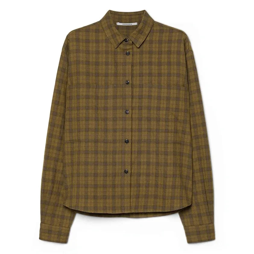 Pomandère - Wool and Cotton Checked Shirt | Brown