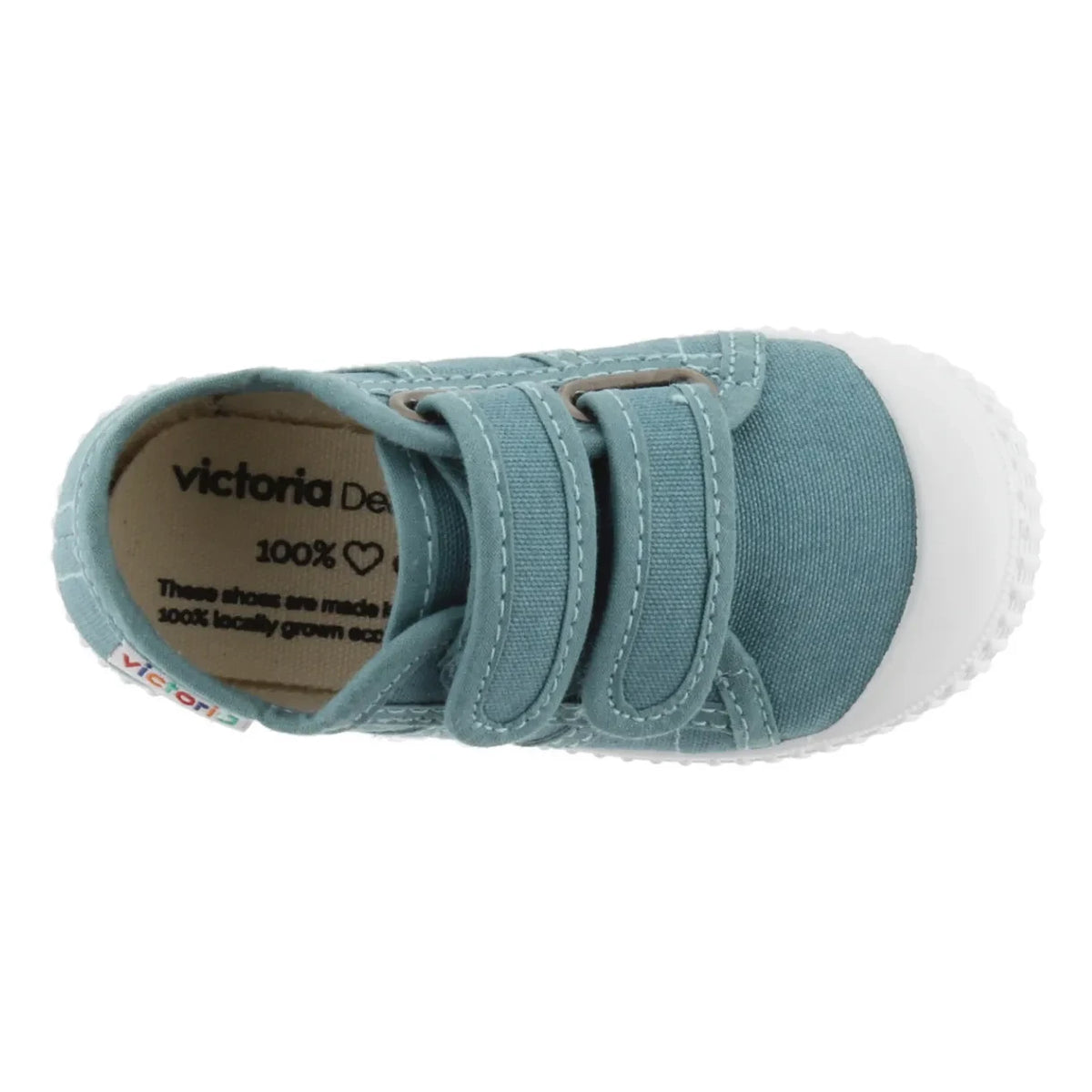 Victoria - Striped Canvas Velcro Sneakers | Blue