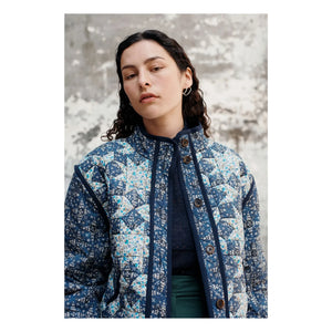 Louise Misha - Omotayo Midnight Star Patchwork Organic Cotton Jacket - Women's Collection | Blue