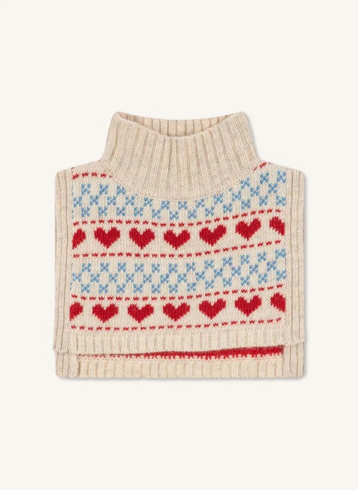 Konges Sløjd - Belou Hearts Wool Neck Warmer | Ecru