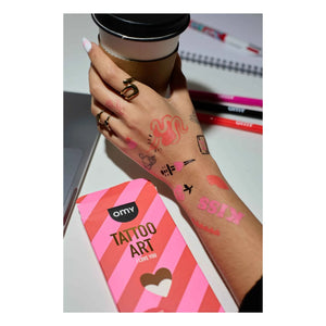 Omy - Felt Pens and Stencils for I Love You Temporary Tattoos | Pink