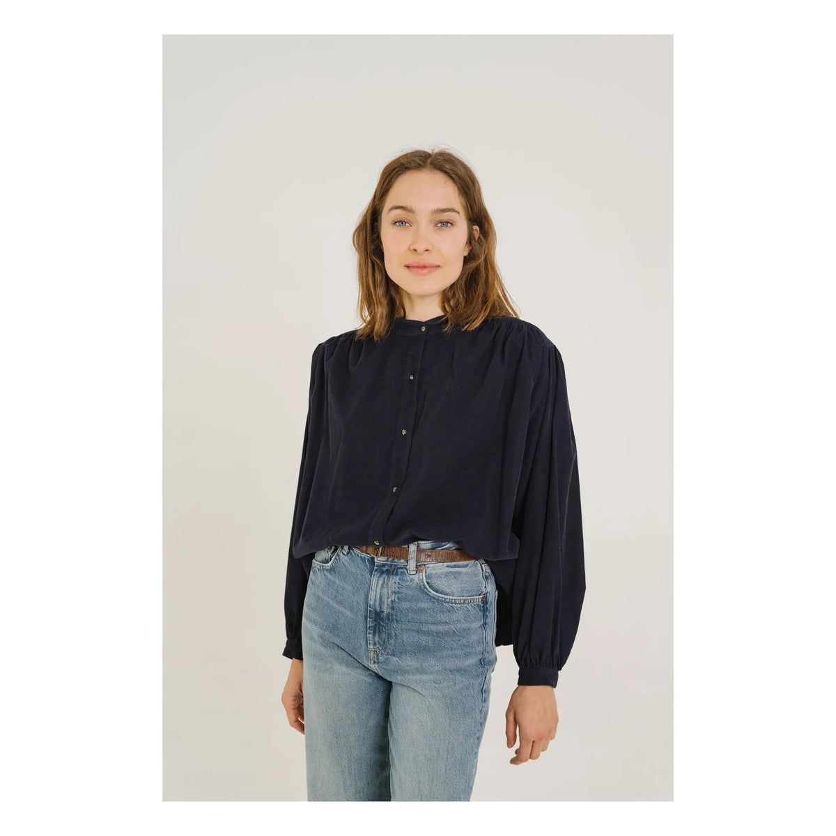 Sacrécoeur - Blouse Giannita Velours Milleraies | Dark Blue