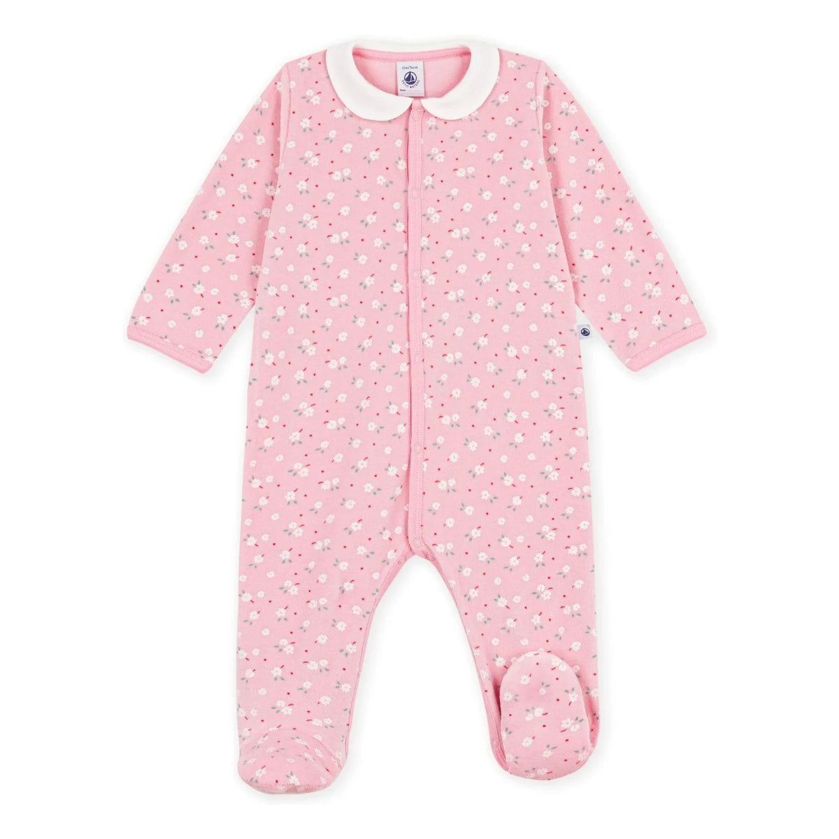 Petit Bateau - Floral Velvet Cotton Organic Long Pajama | Pink